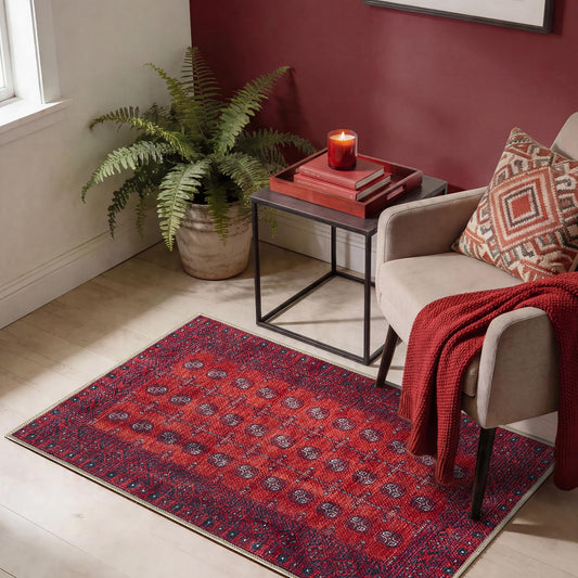 Keen Home Design 2x3 Rug - Machine Washable Entry Rug with Non-Slip Backing, Ideal for Enteryway, Kitchen, Bathroom, Laundry Room - Vintage, Easy Clean, Durable, Low Pile Rug - (2' x 3')