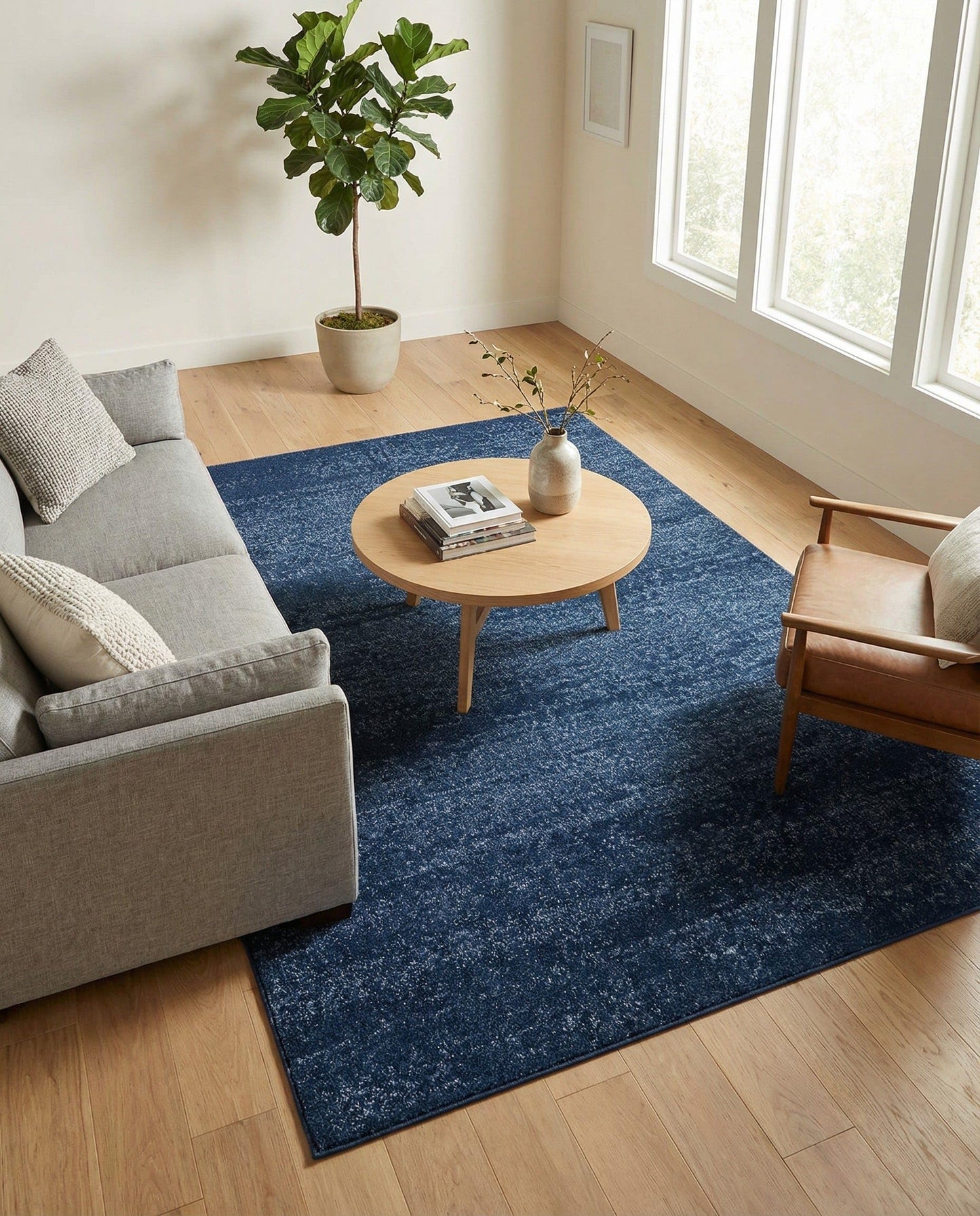 Rugs.com Angelica Collection Rug – 5' x 8' Navy Blue Medium Rug Perfect for Bedrooms, Dining Rooms, Living Rooms