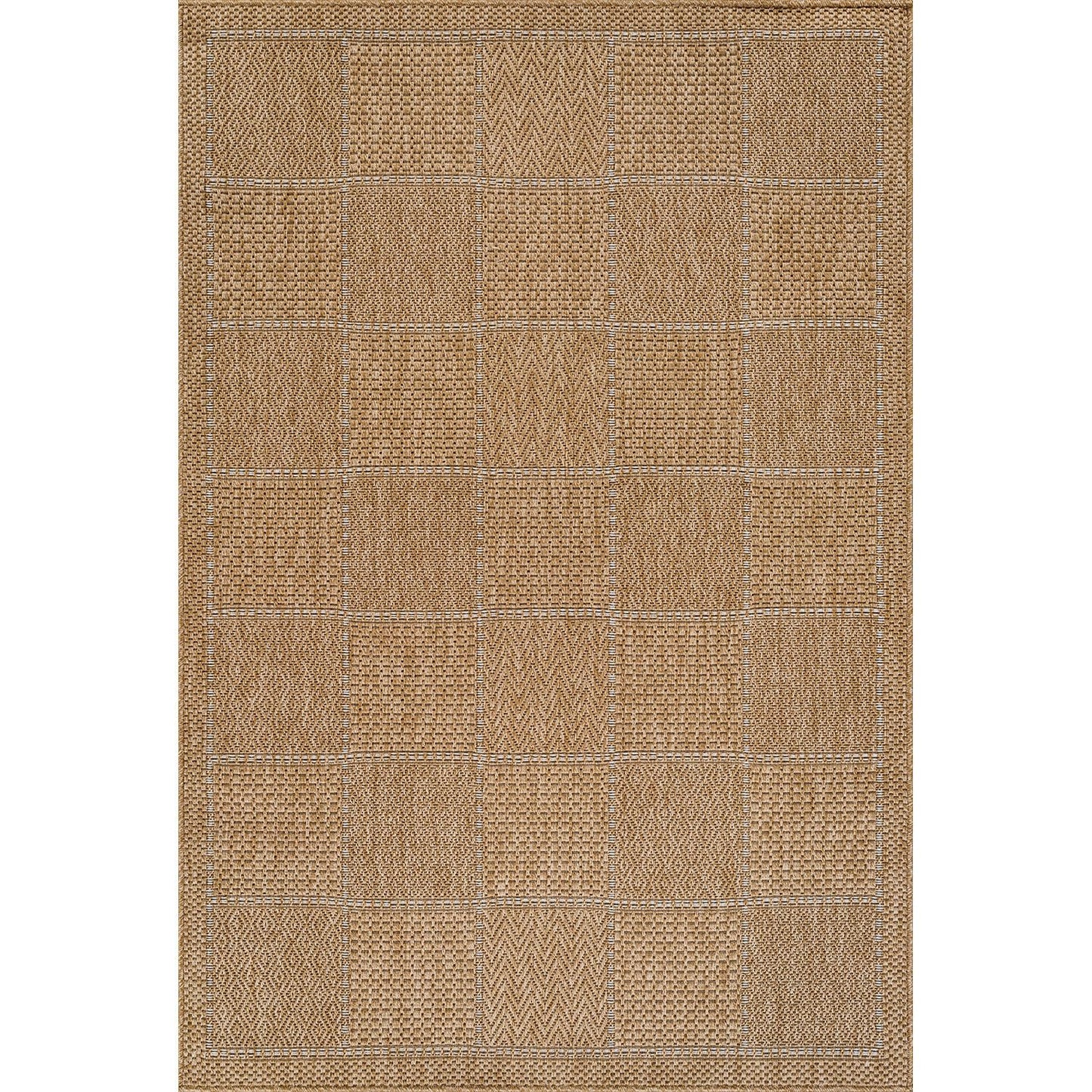 Beverly Rug Easy Jute Checkered Squared Rug 8x10 Washable Durable Indoor Outdoor Area Rugs for Living Dining Room Patio Office Stain Resistant Non Shedding Casual Indoor Outside Carpet 8 x 10 Natural