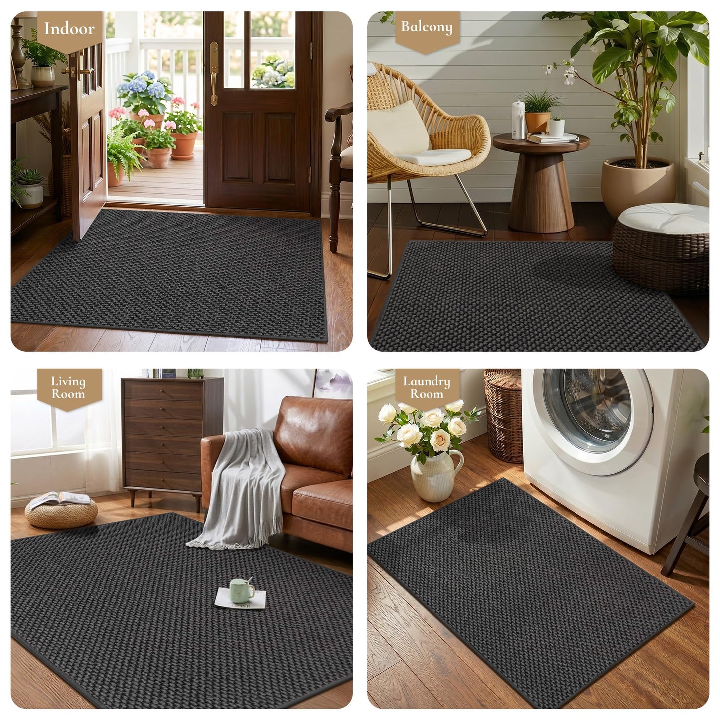 MatMaven Dirt Trapper Door Mat 20"x 32",Non Slip Washable Doormat,Stain Resist and Absorbent Welcome Mat,Dog Door Mats,Low Profile Entrance Floor Mats for Front Back Door,Dark Grey