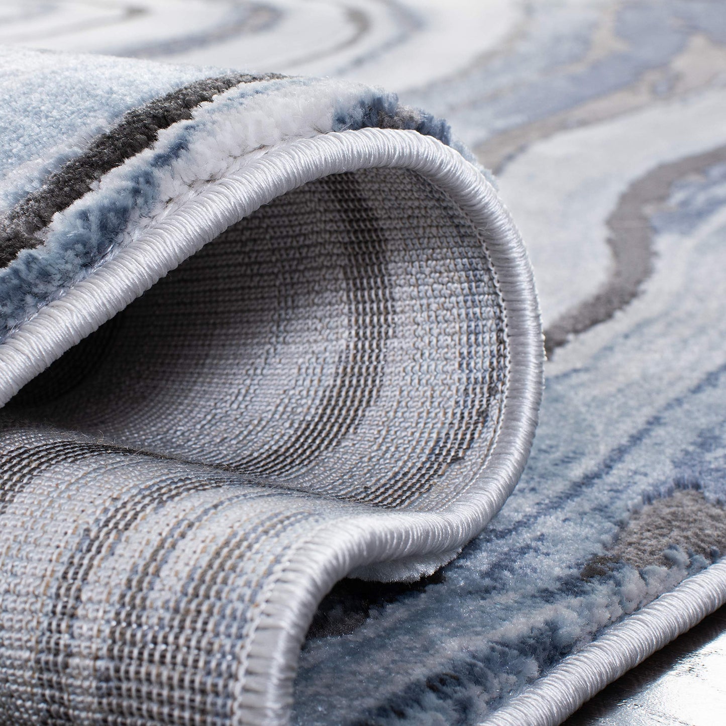 SAFAVIEH Craft Collection Area Rug - 6'7" x 9', Blue & Grey, Modern Abstract Design, Non-Shedding & Easy Care, Ideal for High Traffic Areas in Living Room, Bedroom (CFT819M)