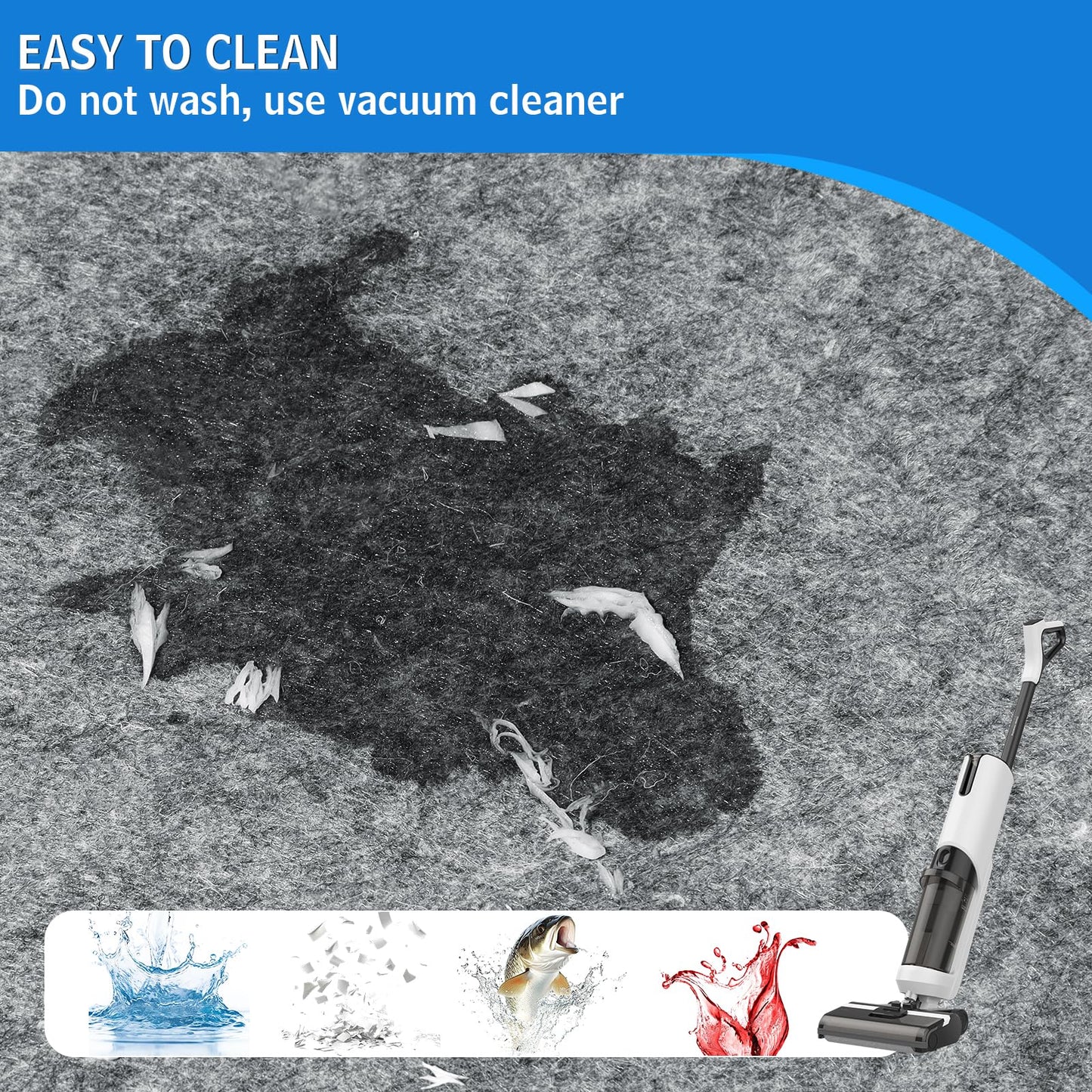 Self-Adhesive 1.9 ft x 7.8 ft Marine Carpet, Waterproof Boat Carpet, Suitable for Outdoor, Passageway, Indoor (Gray)