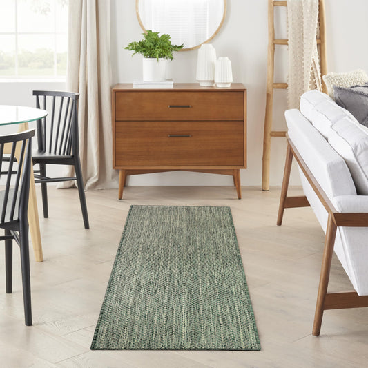 Nourison Home Horizon Indoor/Outdoor Green 2' x 6' Area Rug - Easy Clean, Non Shedding, Bed Room, Living Room, Dining Room, Kitchen (6' Runner)