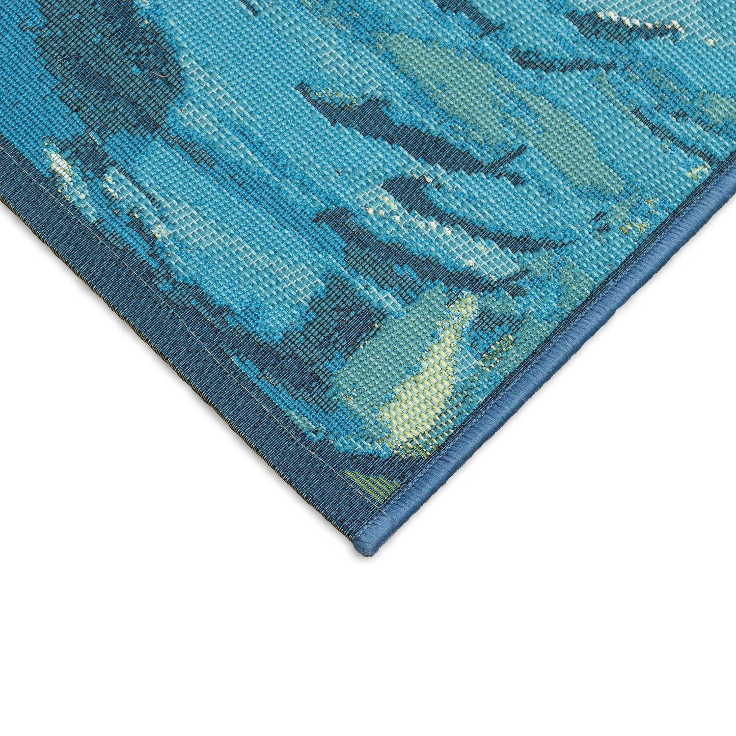 Liora Manne ESENCIA Indoor/Outdoor Power Loomed Latex Back Non Slip Mat - Transitional Graphic Coastal Fish Colorful (Fish to Go Blue Blue) (2' x 2'10")