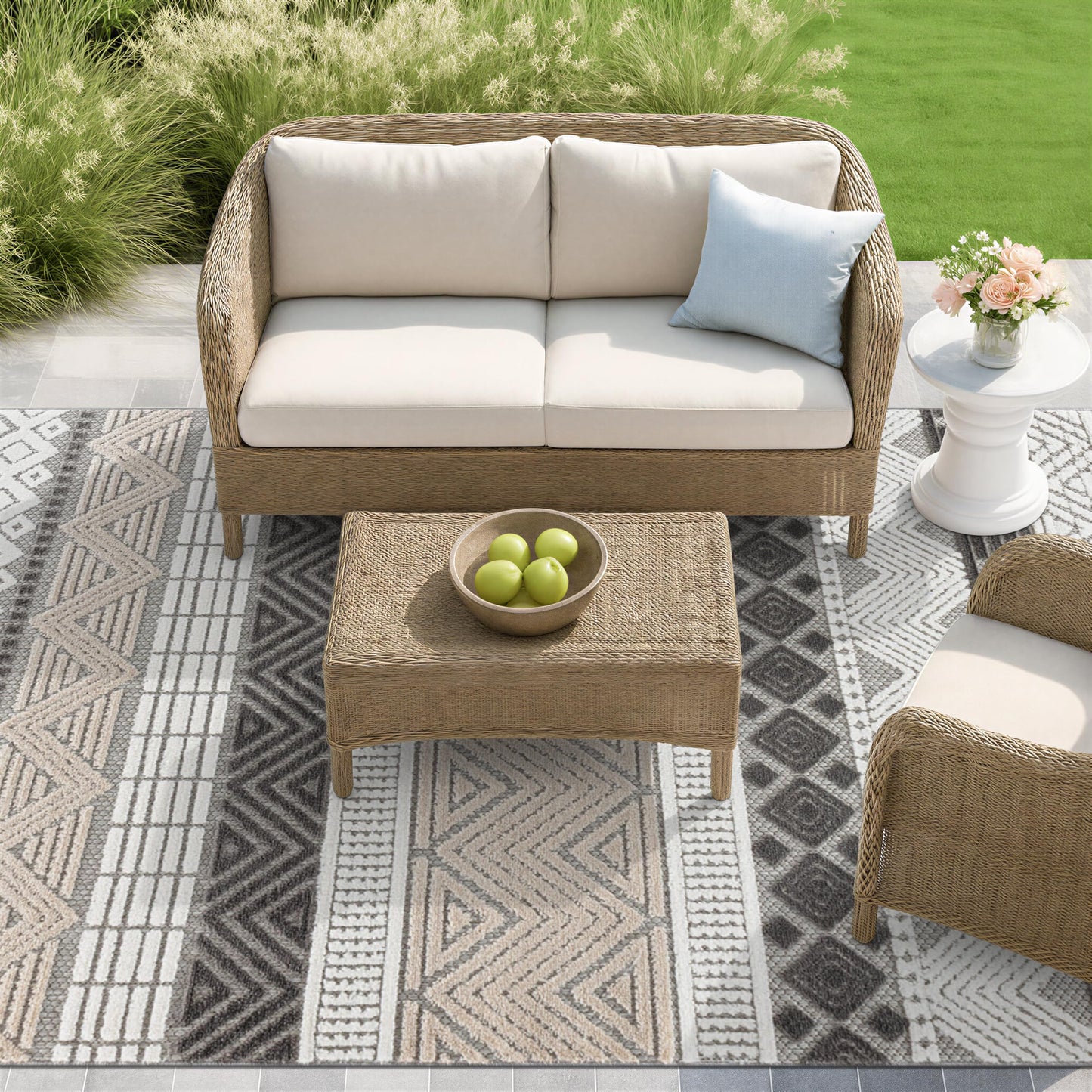 Rugshop Marbella Contemporary Boho Non-Shedding Easy Cleaning Patio Deck Backyard Indoor/Outdoor Area Rug 7'10" x 10' Gray