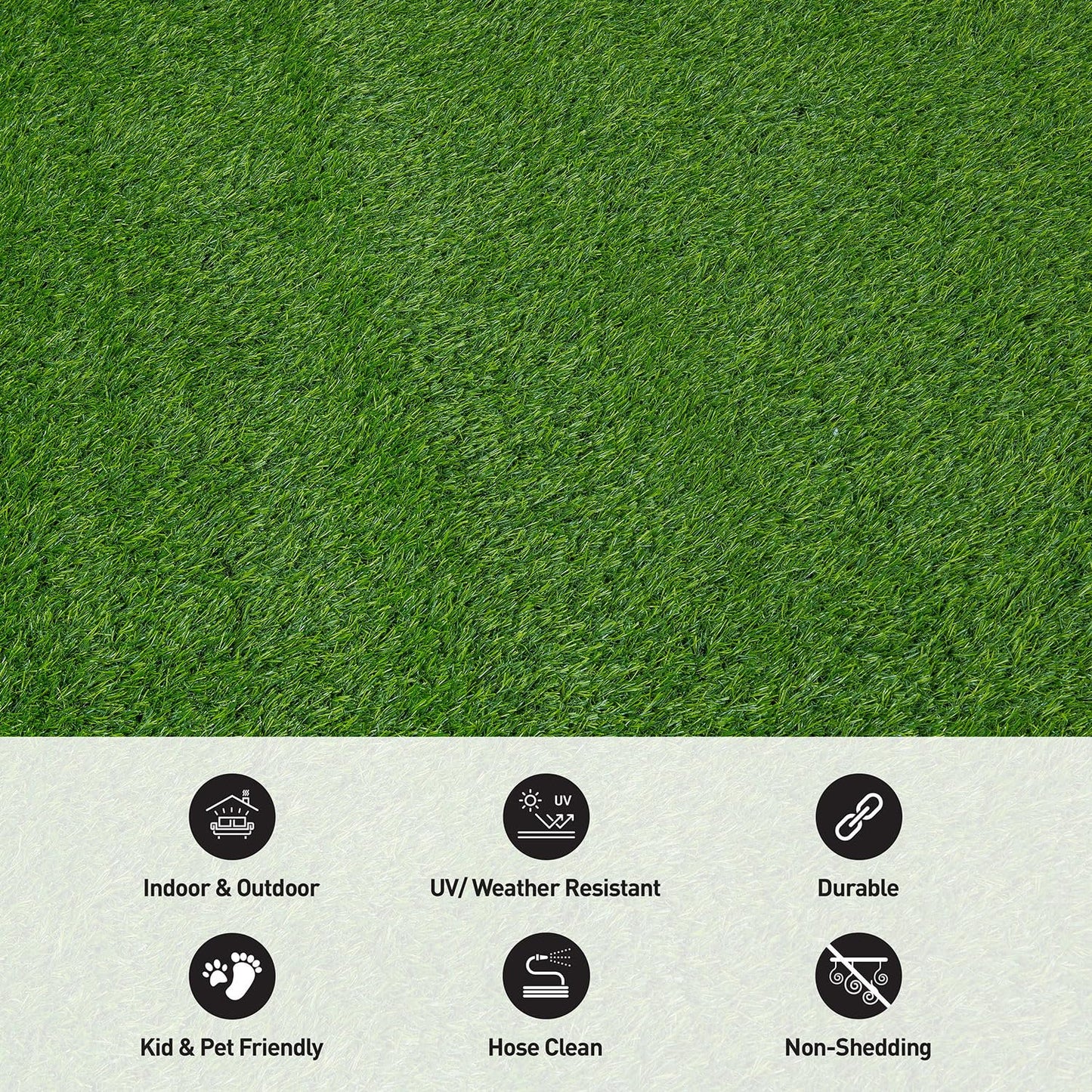 Rugshop Artificial Solid Grass for Backyard, Garden, Patio, Balcony, Garage Deck Indoor Outdoor Area Rug 6' 6" x 9' Green