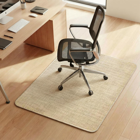Aothia Textilene Chair Mat for Hardwood Floors - Heavy Duty Non-Slip Desk Floor Protector, Durable PVC & Polyester Blend, Easy to Clean, Ideal for Home Office (36"x47", Beige)