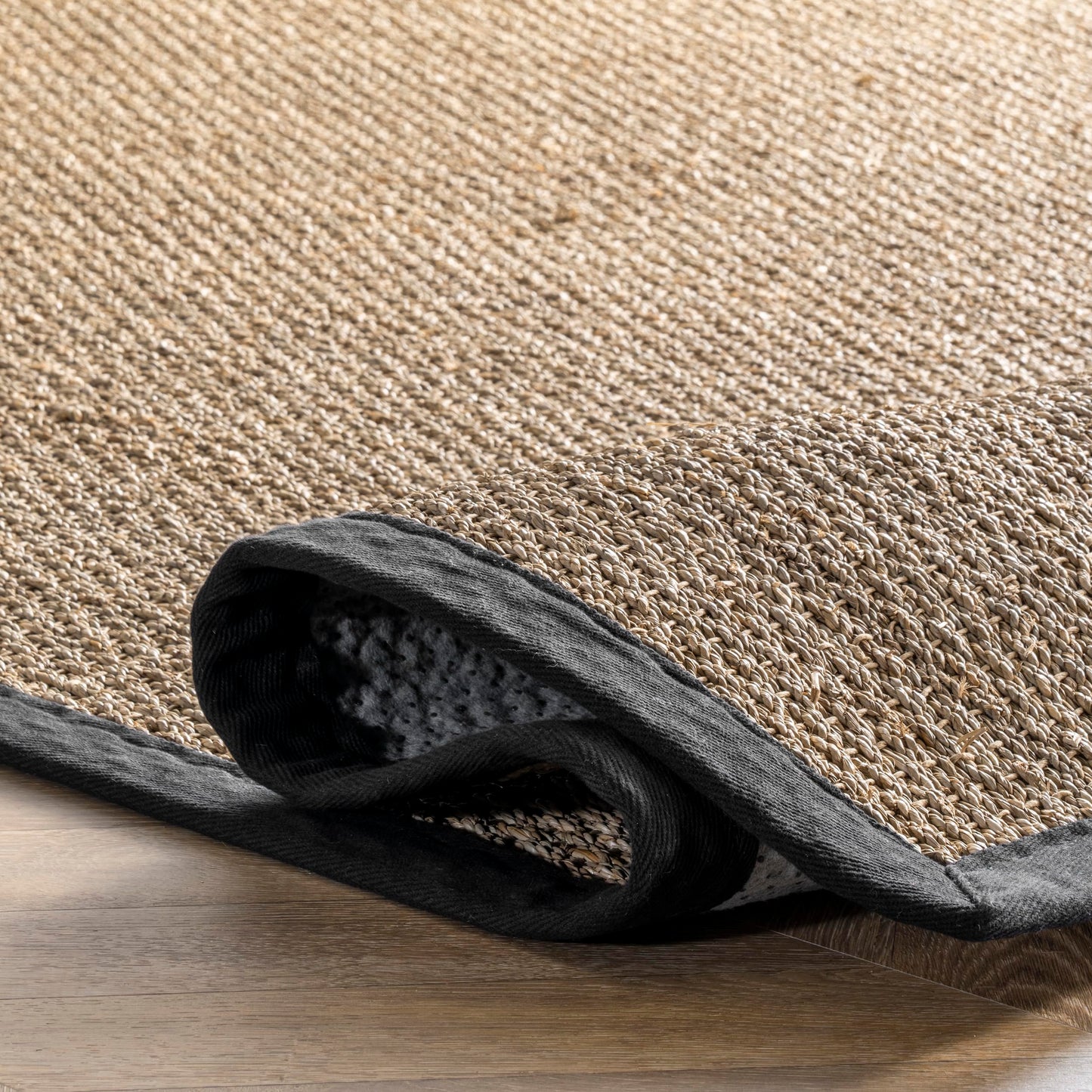 Nuloom Elijah Black/Natural, 2' x 3', Basketweave, Seagrass, Soft and Textured, High Traffic, Stain Resistant, Easy Clean, Durable Area Rug for Bedroom, Living Room, Dining, Den, Foyer, Entryway