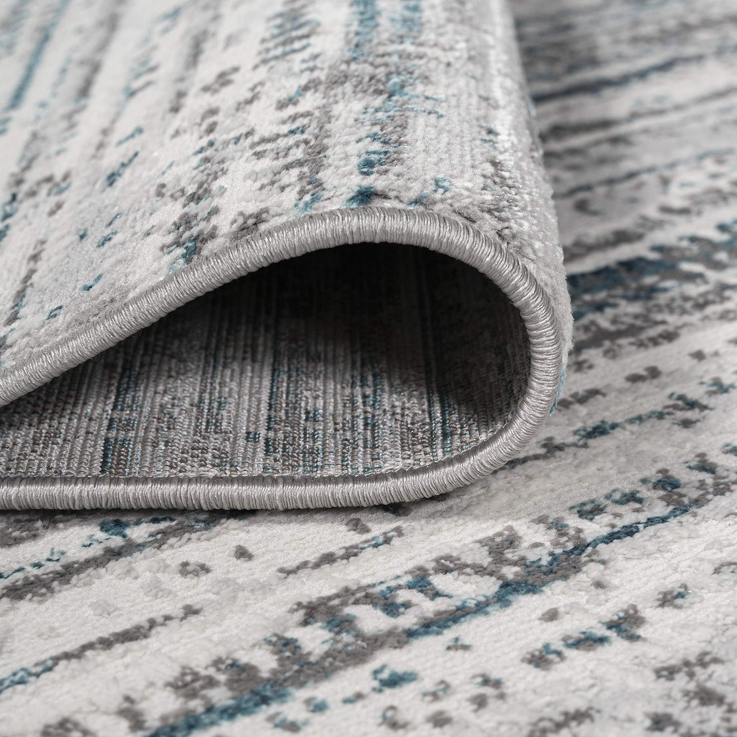 JONATHAN Y Loom Strie' Gray/Turquoise Indoor Area Rug 3X5 ft, Modern for Living Room, Bedroom, Kitchen, Office, Easy-Cleaning, High Traffic, Pet-Friendly, Non-Shedding SOR200B-3