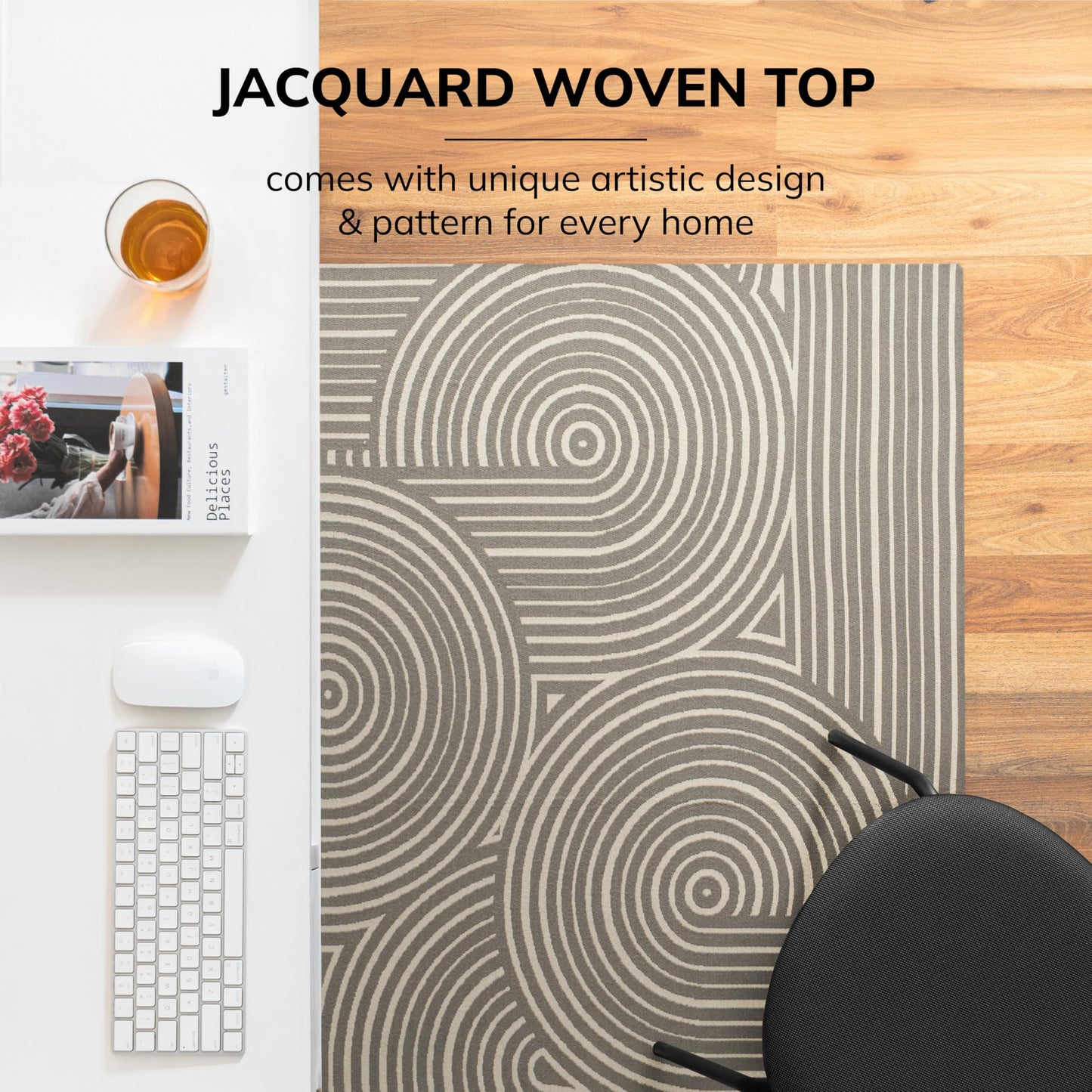 Anji Mountain Rug'd Office Chair Mat for Carpet & Hardwood Floor - Jacquard Woven, Anti-Slip Backing, Low Pile, Floor Protector Desk Chair Mat, Office Rugs for Rolling Chairs (Helsinki - 40" x 54")