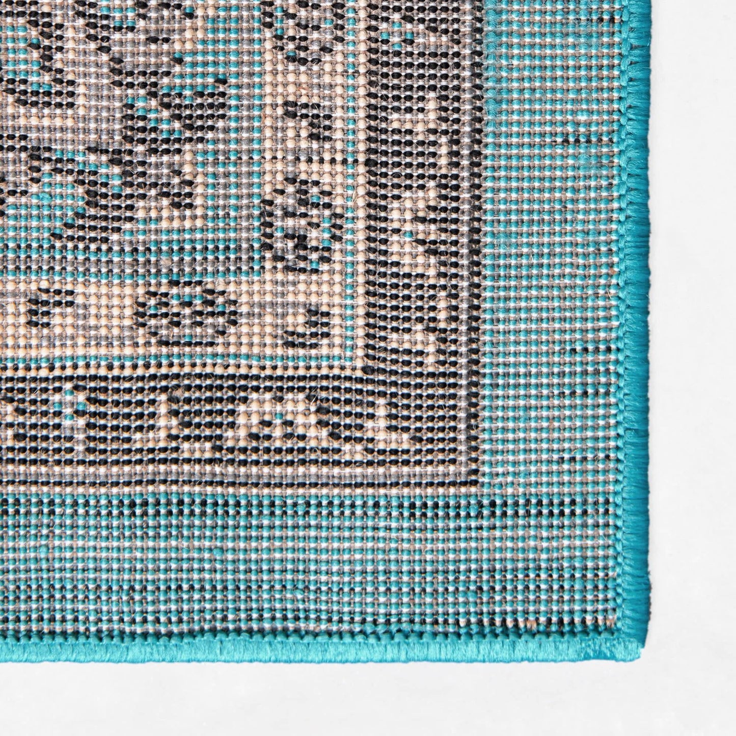 Unique Loom Sialk Hill Collection Area Rug - Washington (7' 10" Square, Turquoise/ Black)