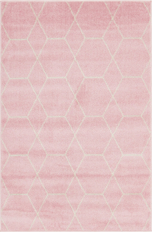 Unique Loom Trellis Frieze Collection Area Rug - Geometric (4' 1" x 6' 1", Light Pink/ Ivory)