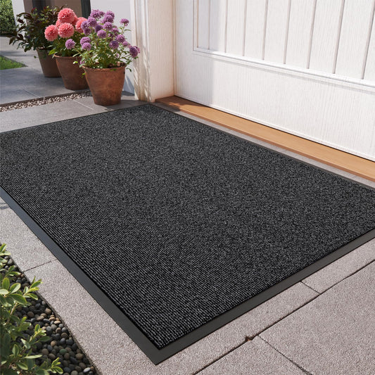 Quqei Front Door Mat Outside Entrance 31"x47", Heavy Duty Non Slip Doormat, Dirt Resistant Outdoor mat, Absorbent Welcome Mat for Front Door, Indoor, Entryway, Easy to Clean, Low Profile, Grey