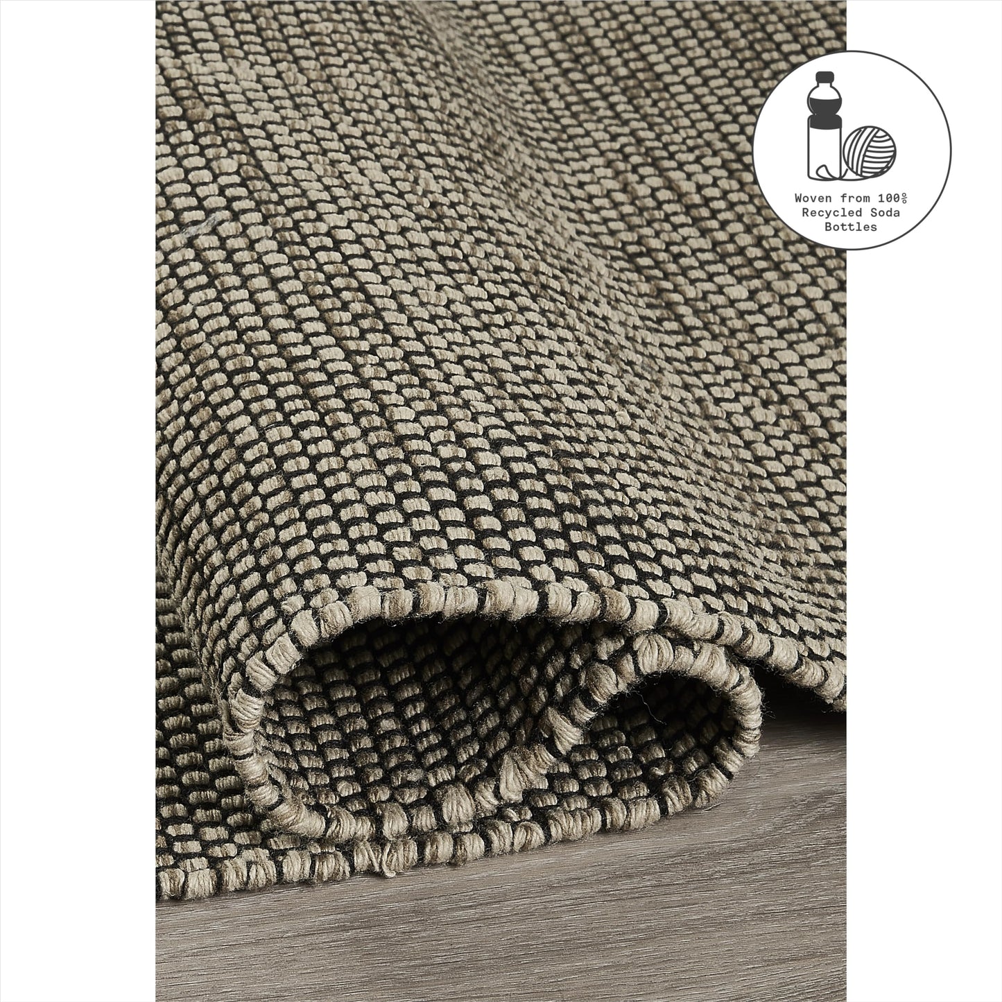 Fab Habitat Machine Washable Area Rug - Hand Woven, Stain Resistant, Pet Friendly - Premium Recycled Polyester Yarn - Solid - Kitchen, Bathroom - Kingscote - Black & Beige - 2 x 3 ft