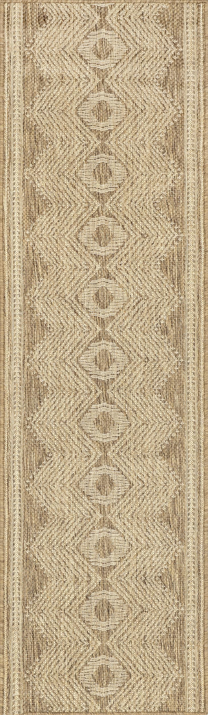 Nuloom Ranya Light Brown/Ivory, 2' x 8', Tribal Geometric, Soft and Cozy, High Traffic, Stain Resistant, Easy Clean, Durable Area Runner for Indoor/Outdoor Patio, Deck, Porch, Garden, Courtyard