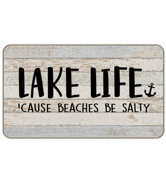 MIXDING Lake Life Cause Beaches Be Salty Anchor Sailor Nautical Entrance Door Mat 17x30 Inch Doormats Decor, Nautical Lake House Front Door Porch Outdoor Indoor Decorations
