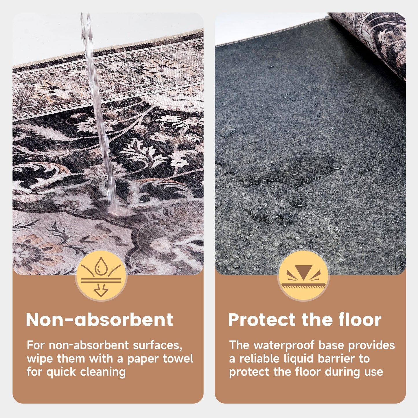 Office Chair Mat for Hardwood Tile Floor, 36"x48"Anti-Slip Under Desk Carpet Protector for Rolling Computer Chair Mat, Machine Washable Office Area Carpet (Chenille,Brown)