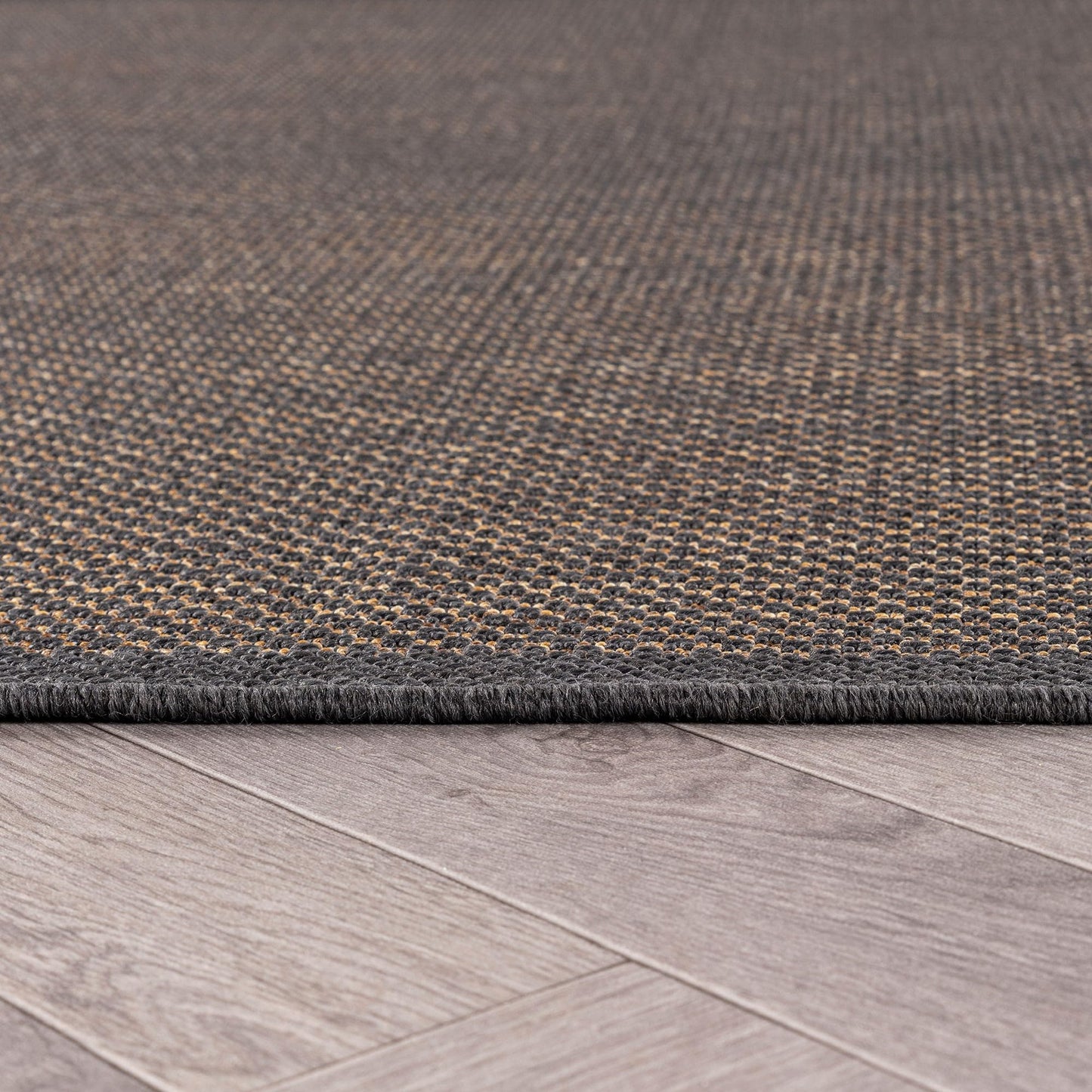 Rugshop Diamond Grid Indoor Outdoor Flat Woven Area Rug,Natural Jute-Style, Easy-Care Patio Rug for Backyard Porch Deck Balcony, 4' x 6' Dark Gray/Natural