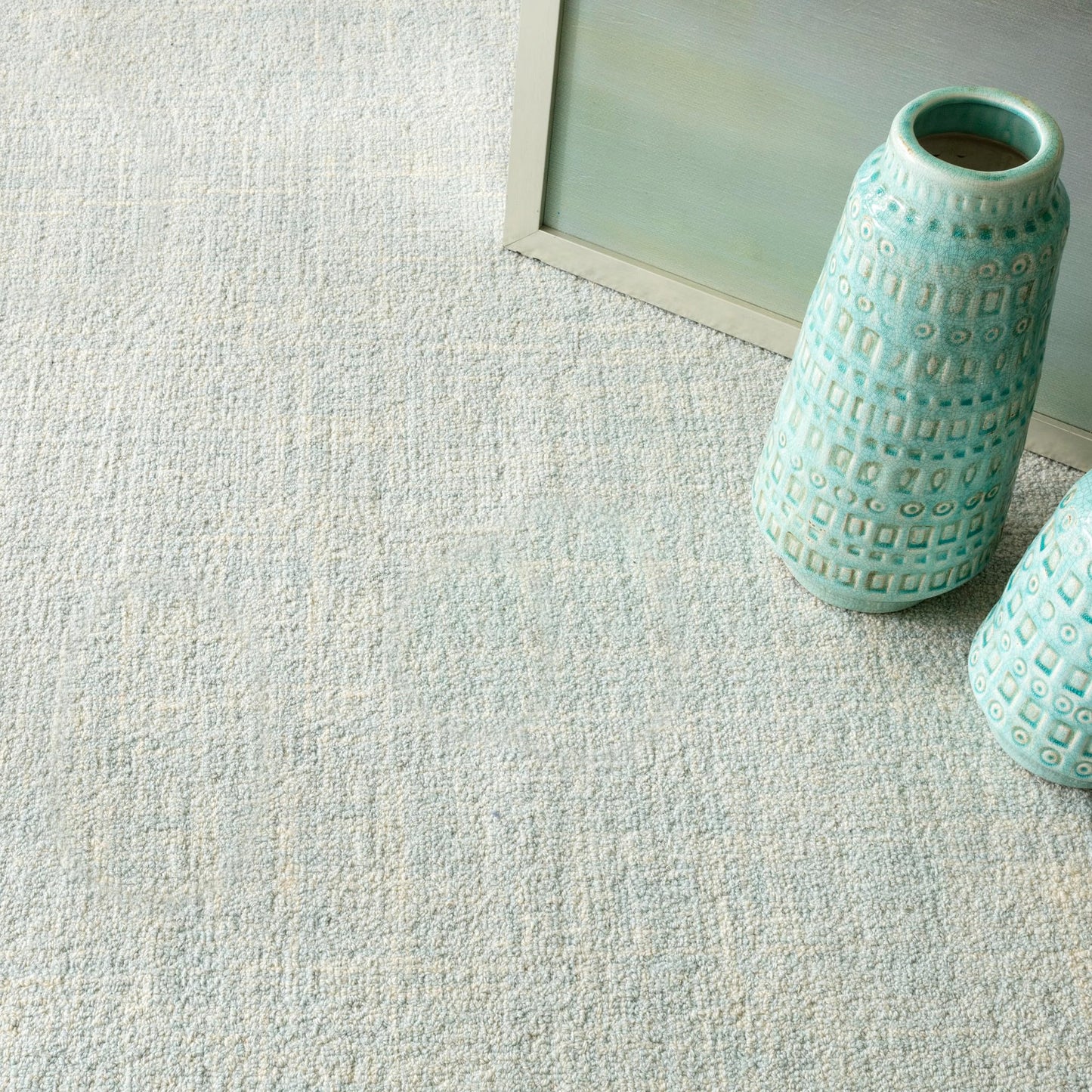 Dash and Albert Crosshatch Wool Area Rug - 4' x 6' Sky Blue Solid Hand Micro Hooked Accent Rug - Durable, High Traffic Areas Bedroom, Hallway, Stairs - Premium Luxury Hotel Quality Soft Breathable