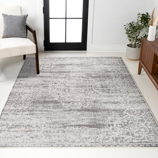 JONATHAN Y Minori Filigree Medallion Light Gray/Cream Indoor Area Rug, 4x6, Vintage, Bohemian, Easy-Cleaning for Living Room, Bedroom, Kitchen, Pet Friendly, Non-Shedding (MDP206B-4)
