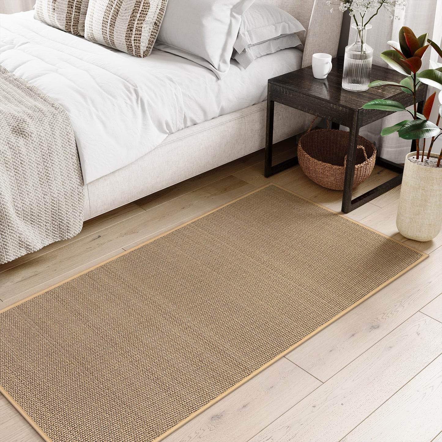 Lahome Noe Farmhouse Kitchen Runner, 2x5 Entryway Runner Rug Non Slip for Entryway Indoor Washable Carpet for Hallway Neutral Rug Runner Kitchen Mats for Floor Entry Bathroom, Beige