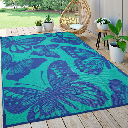 Uphome Outdoor Rug Waterproof 8x10 ft, Patio Plastic Straw Rugs for RV Camping, Reversible Mat Outside, Indoor Outdoor Large Floor Carpet for Back Yard Deck Balcony Porch Beach Picnic