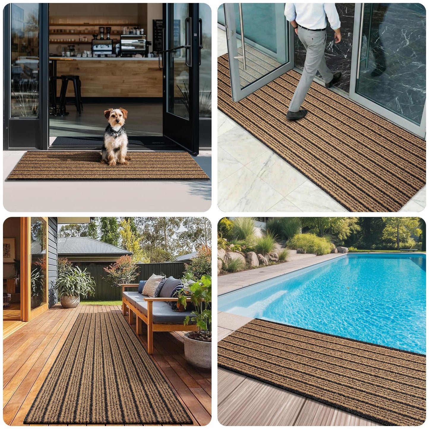 DOMUSTEX Outdoor Front Door Mat 24" x 36", Dirt Trapping Outside Entrance Rug, Non Slip Shoe Scraper, Heavy Duty Commercial Rug for Patio, Garage, Traffic Area, Office, Roll Packing