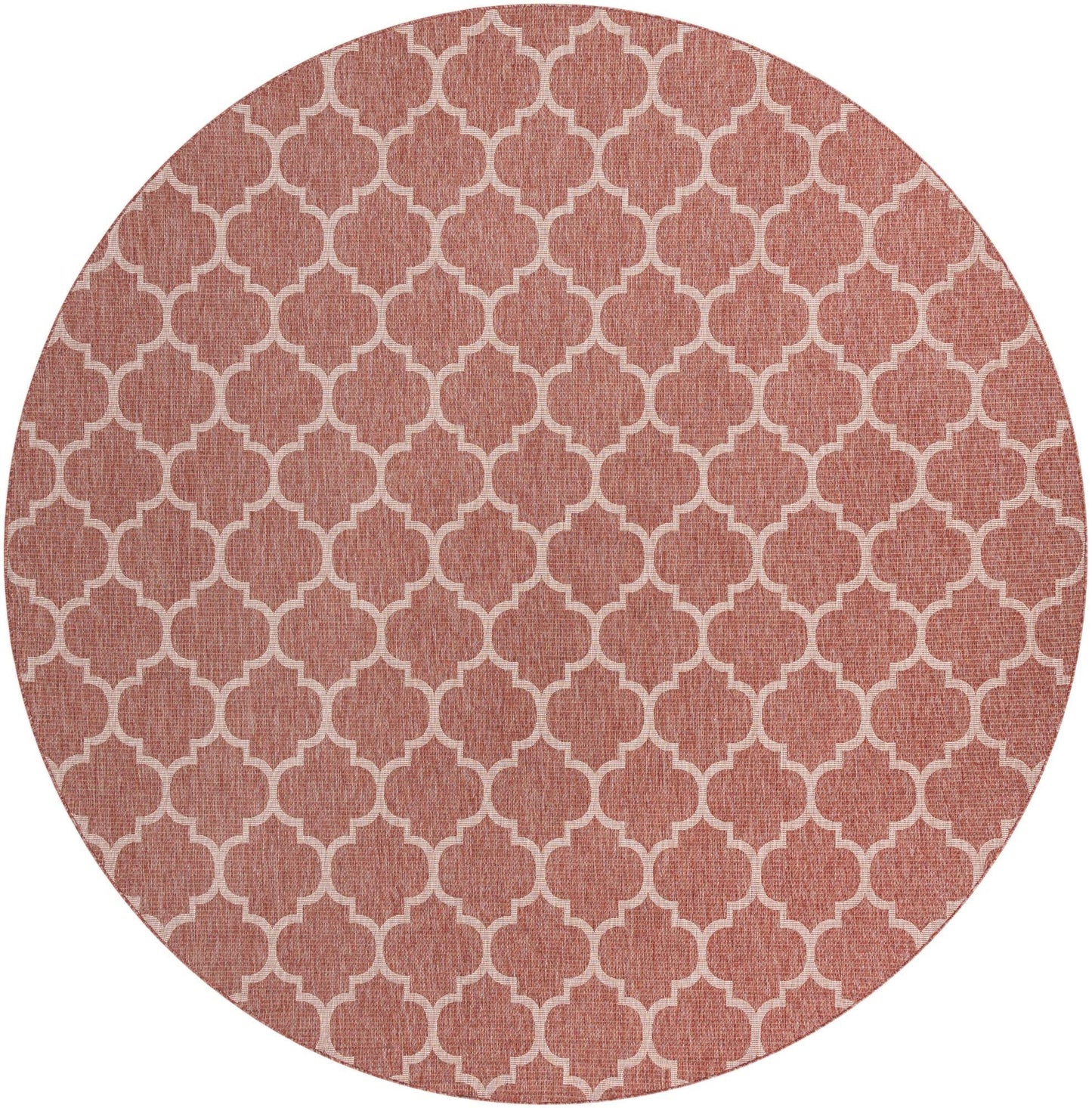 Unique Loom Outdoor Trellis Collection Area Rug - Trellis (Round 13' 0" x 13' 0", Rust Red/ Ivory)