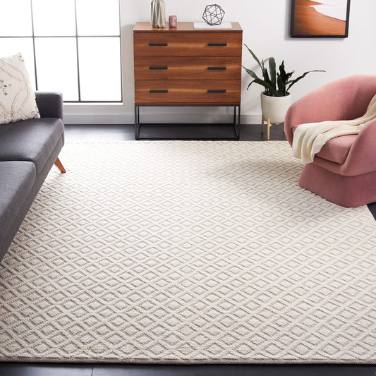 SAFAVIEH Area Rug 8x10 - Vermont Collection - Large - Ivory & Red, Handmade Wool, Ideal for Living Room, Bedroom, Office, Dining Space (VRM304Q)