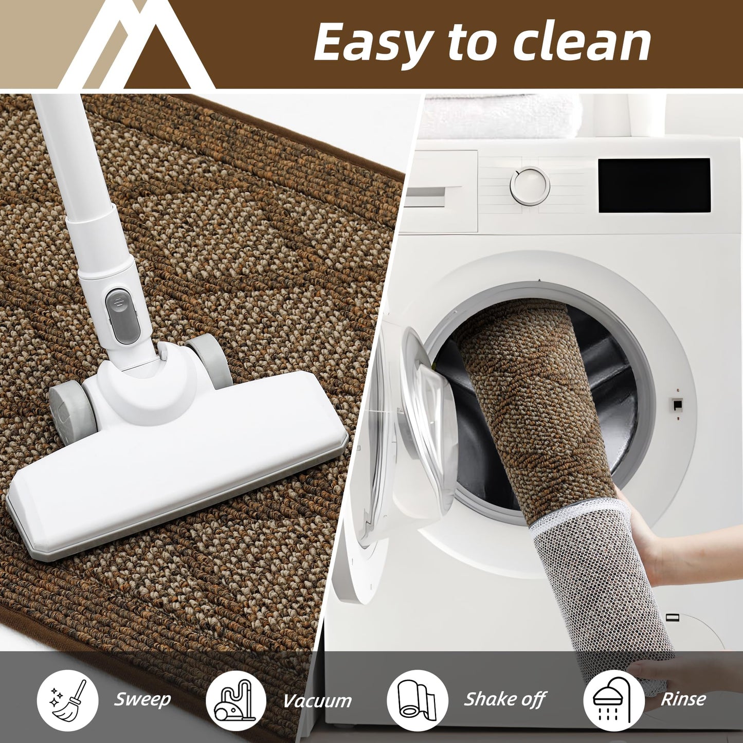 COSY HOMEER Non-Slip Door Mat 20"x32", Entryway Rugs Low Profile Absorbent Dirt Trapper Doormat for Front Entrance, Washable Polypropylene Entry Mat (Brown)