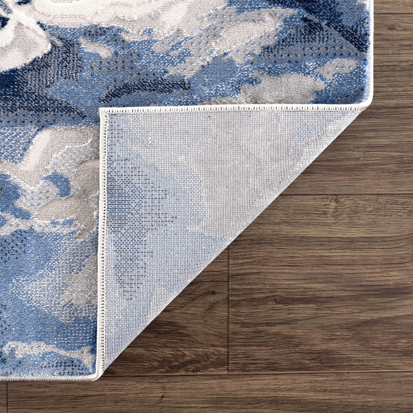 Abani Rugs Contemporary Blue & Grey Marble Ice Design Washable 7'9" x 10'2" (8'x10') Area Rug - Modern Swirl Watercolor Bedroom Rug
