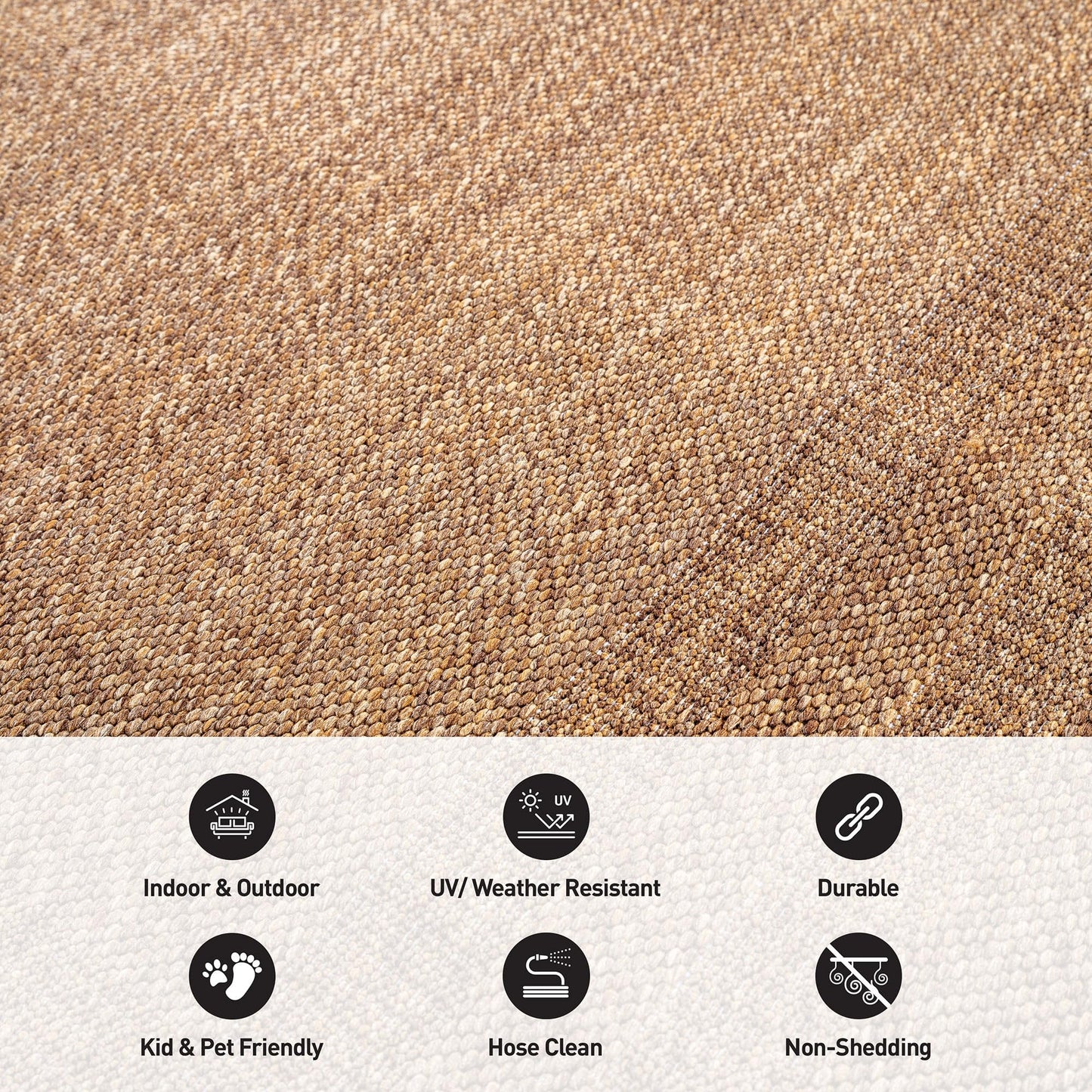 Rugshop Border Stripe Indoor Outdoor Flat Woven Area Rug,Natural Jute-Style,Easy-Care Patio Rug for Backyard Porch Deck Balcony, 7'10" x 10' Natural/Jute