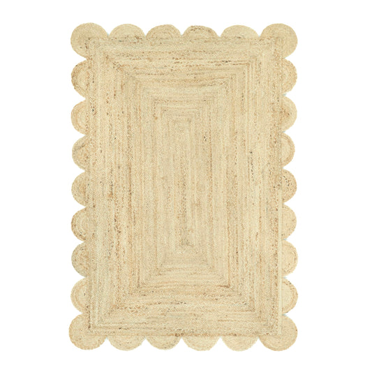 NISGAUR Scallop Jute Rug Natural Fiber Boho Décor Sustainable Rug, Natural/Beige, 3x5 Feet