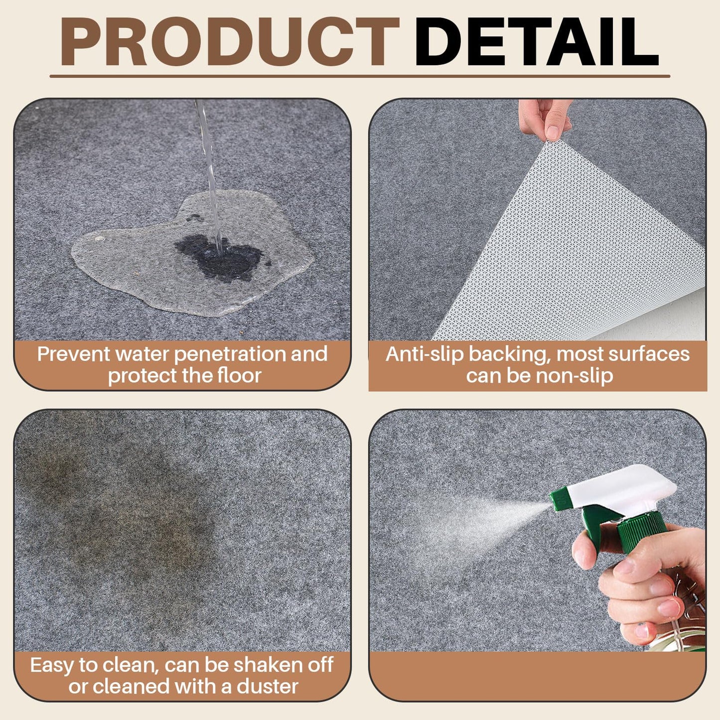 Drydiet Gray Boat Carpet, Marine Carpet Marine Grade Mat for Boats with Waterproof for Outdoor Deck Patio Porch Garage Kitchens Bathroom Outdoor Area Rug Runner Non-Slide Porch Rug (2 x 6 ft)