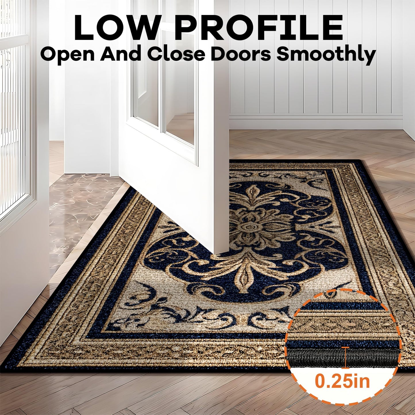 AOHMPT Dirt Trapper Door Mat 23.5"x35.5", Non-Slip Entryway Mat, Washable Stain Resistant Low-Profile Doormat for Front/Back Door, Dog Mat for Muddy Shoes & Wet Paws
