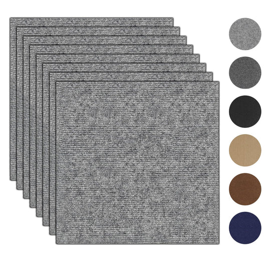 10Pcs Carpet Tiles Peel and Stick 12”x 12” Non-Slip Self Adhesive Squares Carpet Floor Tile Reusable Waterproof Carpet for Living Room Bedroom