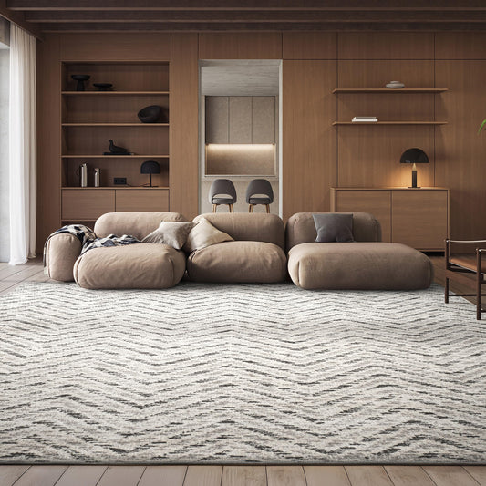 SAFAVIEH Adirondack Collection Area Rug - 6' x 9', Ivory & Charcoal, Chevron Design, Non-Shedding & Easy Care, Ideal for High Traffic Areas in Living Room, Bedroom (ADR104N)