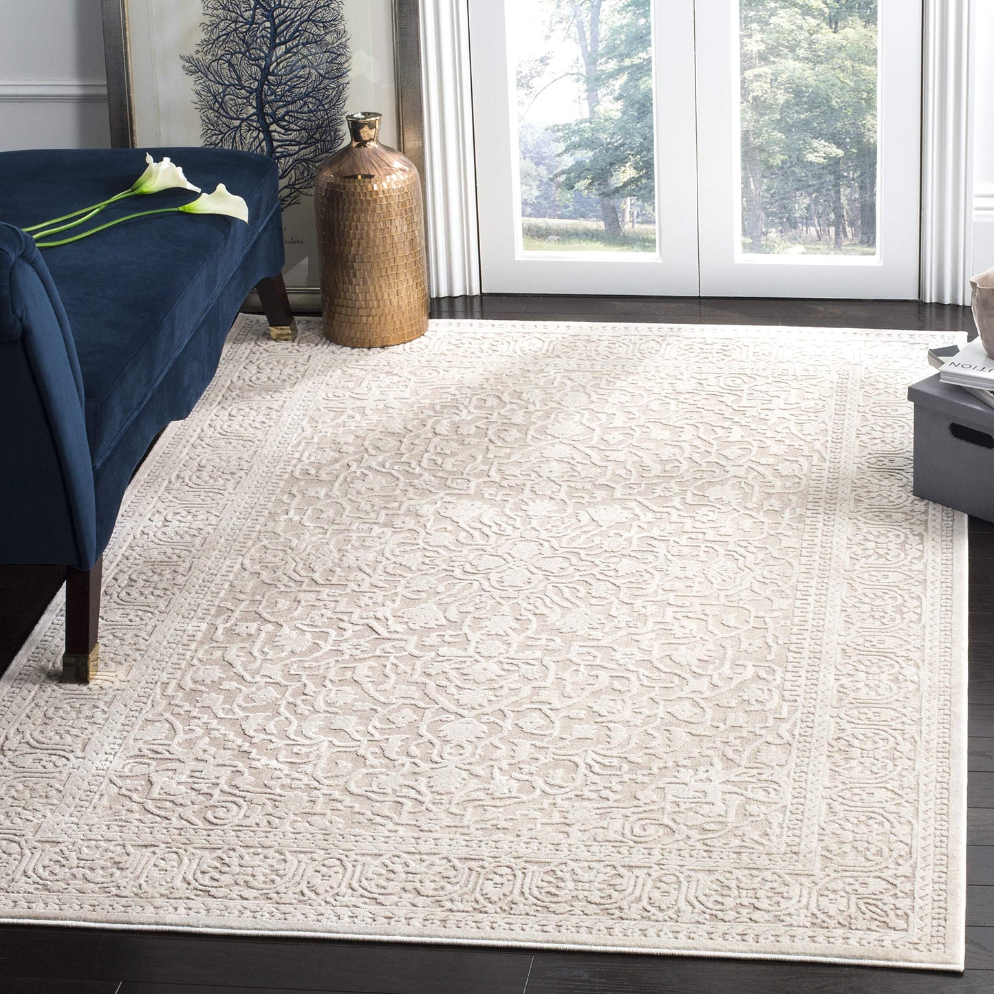 SAFAVIEH Reflection Collection Area Rug - 5'1" x 7'6", Beige & Cream, Non-Shedding & Easy Cleaning, Ideal for Living Room, Bedroom (RFT670A)
