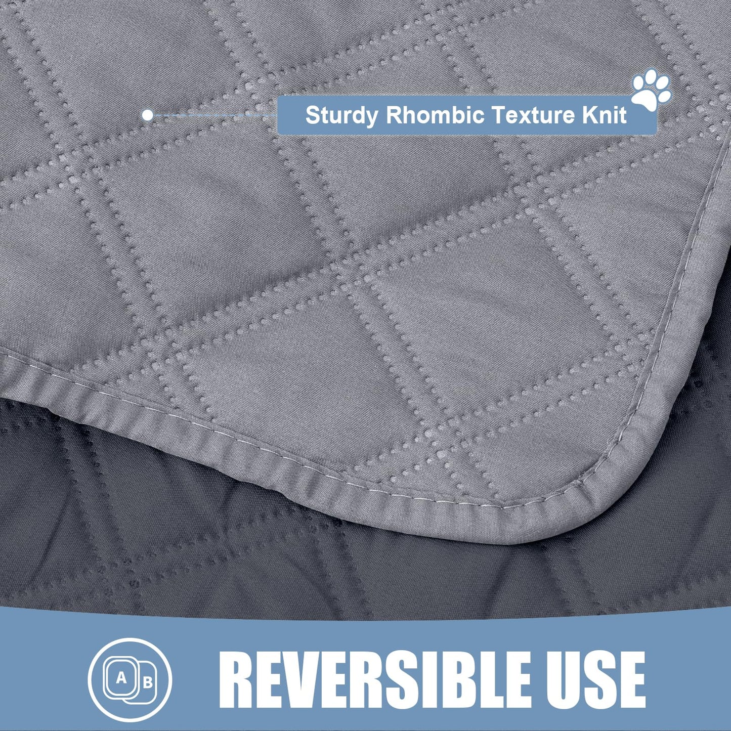 Smiry Waterproof Couch Covers for Dogs Washable, Reversible Pet Couch Covers for 3 Cushion Sofa Pet Friendly, Soft Sofa Furniture Protector for Dogs Cat Kids, Checkered (30"x70", Grey/Dark Grey)