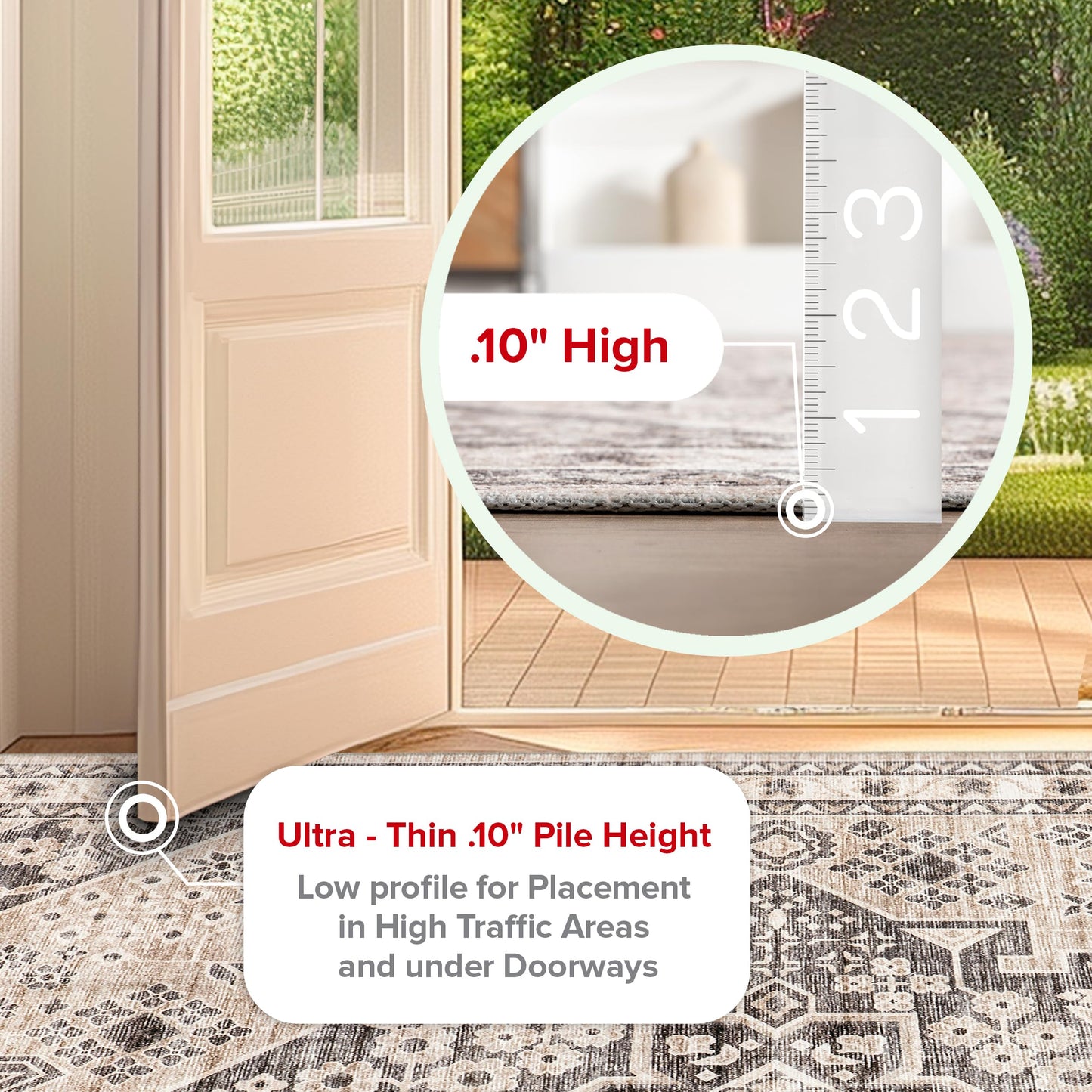 Nuloom Splashguard Eira Taupe/Ivory, 6' x 9', Vintage, Soft and Cozy, High Traffic, Stain Resistant, Easy Clean, Durable, Machine Washable Area Rug for Bedroom, Living Room, Dining, Den, Foyer