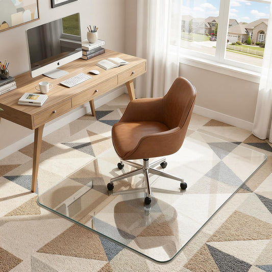 Antok Tempered Glass Chair Mat, 36"x48" Office Chair Mat for Carpet & Hardwood Floors, Heavy Duty 0.2" Desk Chair Mat for Smooth Rolling at Home or Office