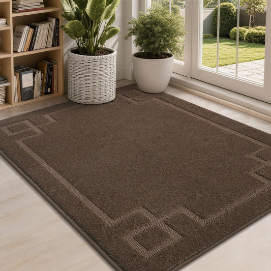 BEQHAUSE Door Mat 32" x 48", Non-Slip Door Mats Indoor Entryway Rugs Washable Low-Profile Absorbent and Dirt Trapper Floor Mats, Dog Door Mat for Front Back Door, Mud Wet Shoes & Paws, Brown