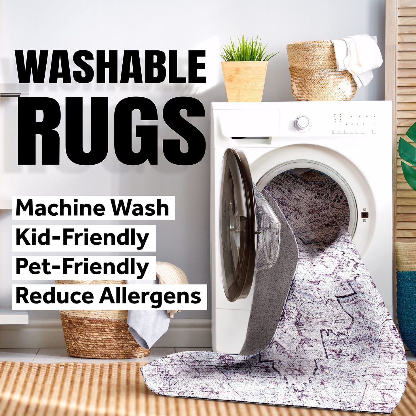 JONATHAN Y Machine Washable Cream/Terra Indoor Area Rug 4X6 ft, Kallax Geometric Modern Low-Pile for Living Room, Bedroom, Kitchen, Office, Easy-Cleaning, Pet-Friendly, Non-Shedding WSH311A-4