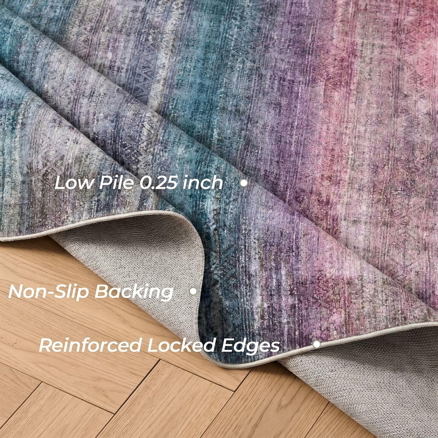 Kokia Abstract Area Rugs 9x12 Bedroom Washable Decor Low Pile Fluffy Non-Slip Non-Shedding Indoor Red Carpet Foldable Stain Resistant Floor Mat Living Room Dining Room, Oslo Orchid