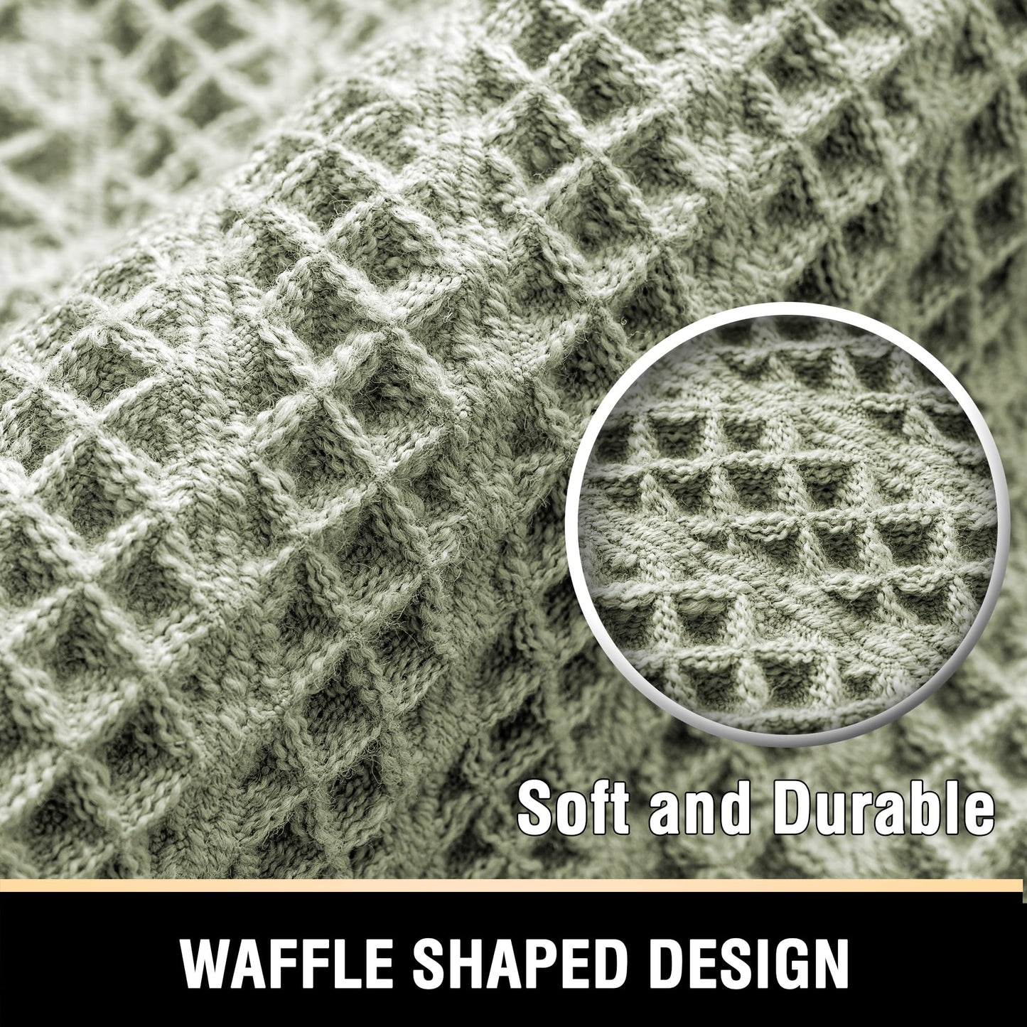 H.VERSAILTEX Waffle Bath Mat Super Absorbent Boho Bath Mat Non Slip Bath Rugs for Bathroom Floor Machine Washable Dry Fast Bathroom Rugs with Tassels (47 x 17 Plus 17 x 24 Inches, Sage)