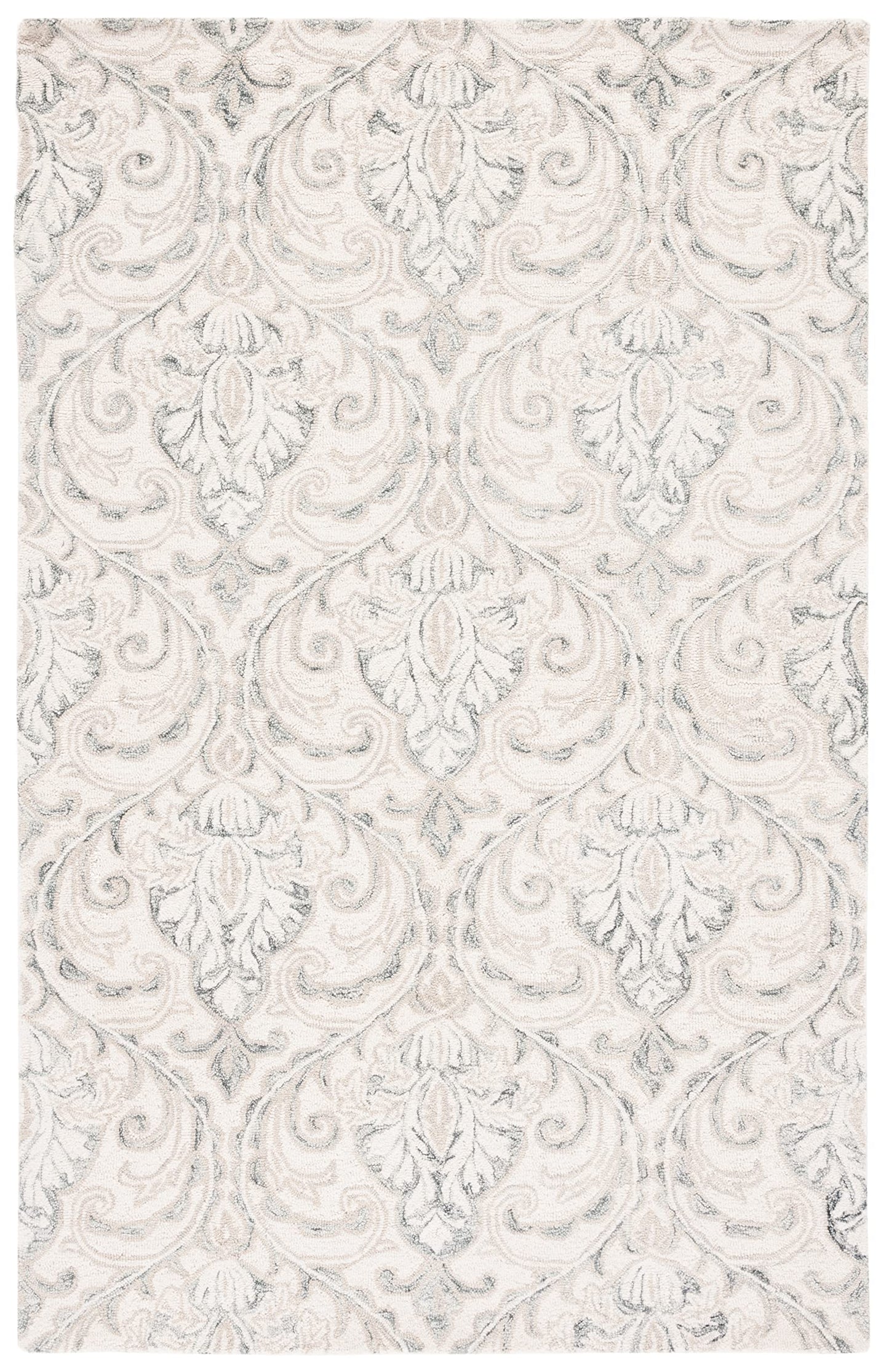 SAFAVIEH Micro-Loop Collection Area Rug - 5' x 8', Ivory & Grey, Handmade Wool, Ideal for High Traffic Areas in Living Room, Bedroom (MLP532F)