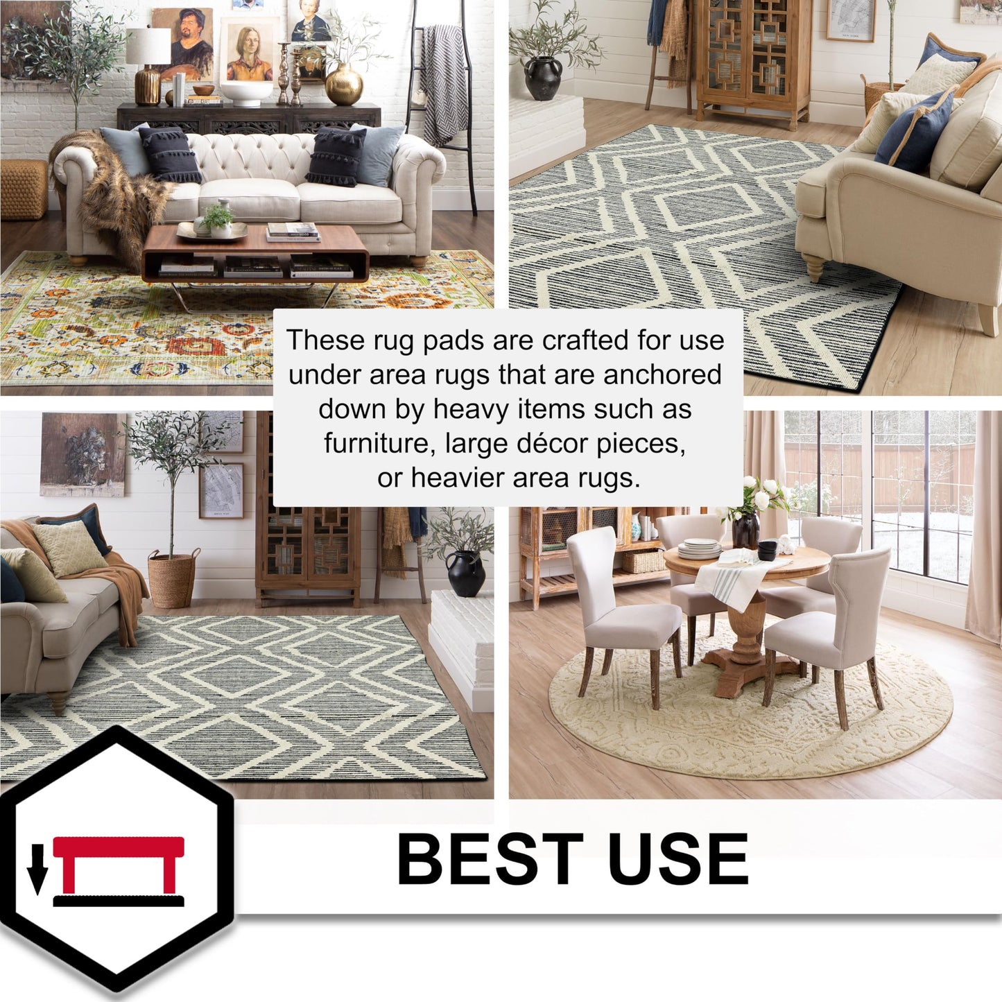 Mohawk Home Felt Rug Pad 8' x 10' - 1/4 Inch Thick Cushion for Area Rugs, Protective Underlay for Hardwood Floors, Comfort and Insulation – Felt Only Pad