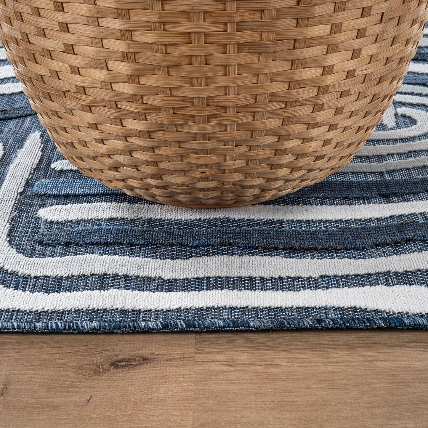 CAMILSON Indoor Outdoor Rug, Navy Blue 8x10 Geometric Arch Striped Area Rugs for Patio and Home Areas, Easy-Cleaning Non-Shedding Living Room, Garden and Deck Washable Outside Carpet (8 x 10)