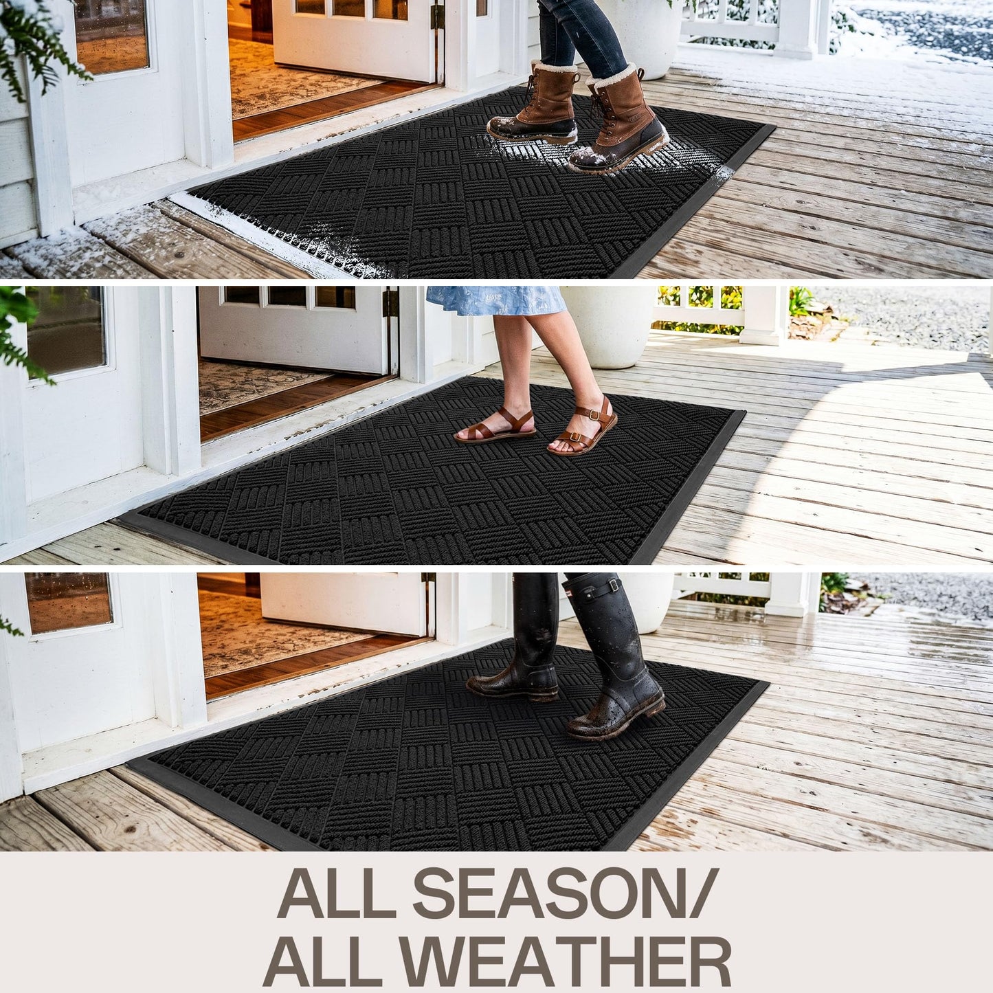 Amyracel Front Door Mat 36x72, Heavy Duty Commercial Floor Mat, All-Weather Waterproof Dirt Trapper Doormat for Indoor Outdoor Entryway, Low-Profile, Fade Resistant, Non-Slip, Easy Clean