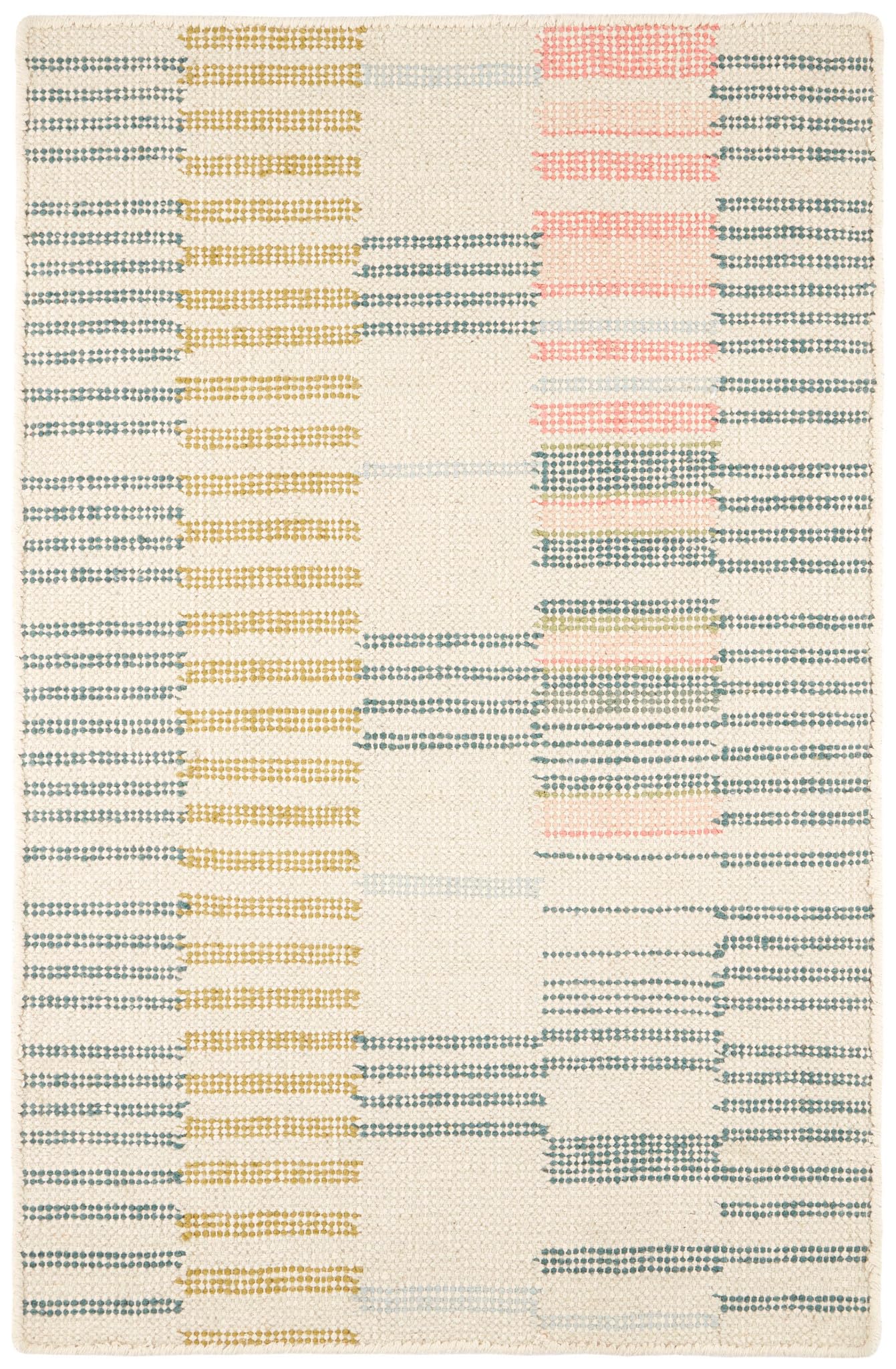 Dash & Albert Gemma Juniper Hand Loom Knotted Cotton Rug, 3 X 5 Feet, Multi Geometric Pattern - Premium Luxury Hotel Quality Soft Breathable Hypoallergenic Machine Washable Easy Care All Season